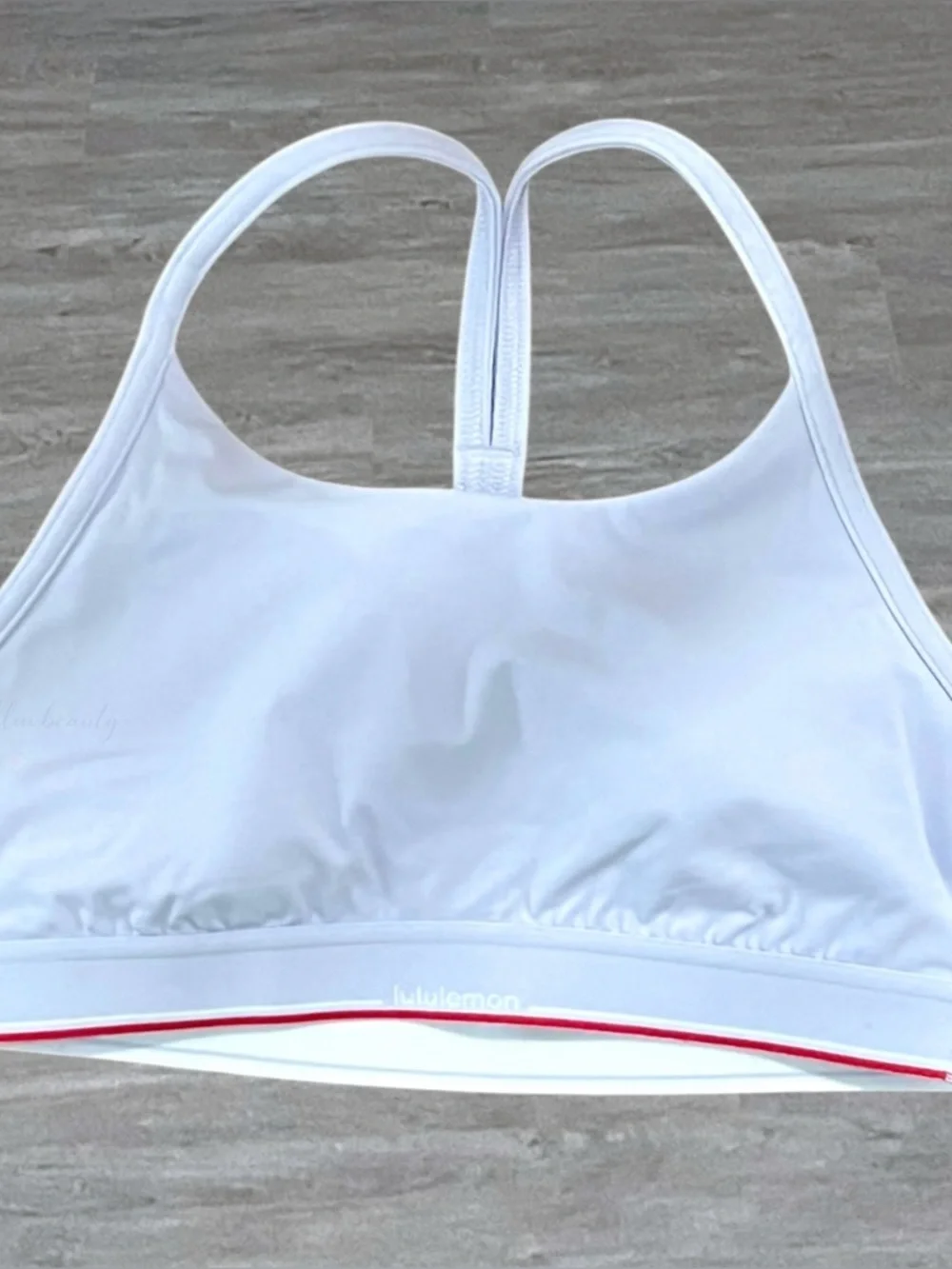 Lululemon Flow Y Bra Light Serene Blue Red Stripe B/C Cup NWT Tennis Yoga